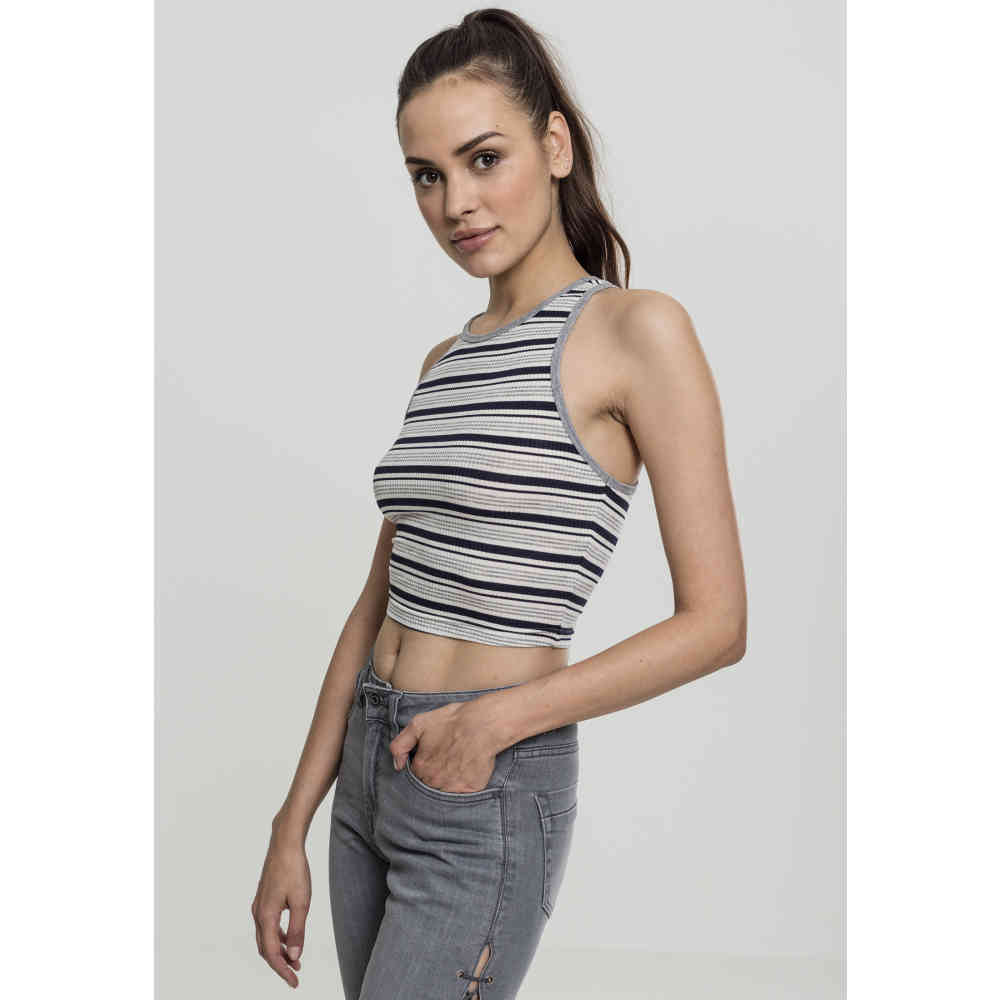 Urban Classics - Rib Stripe Crop top - Blauw